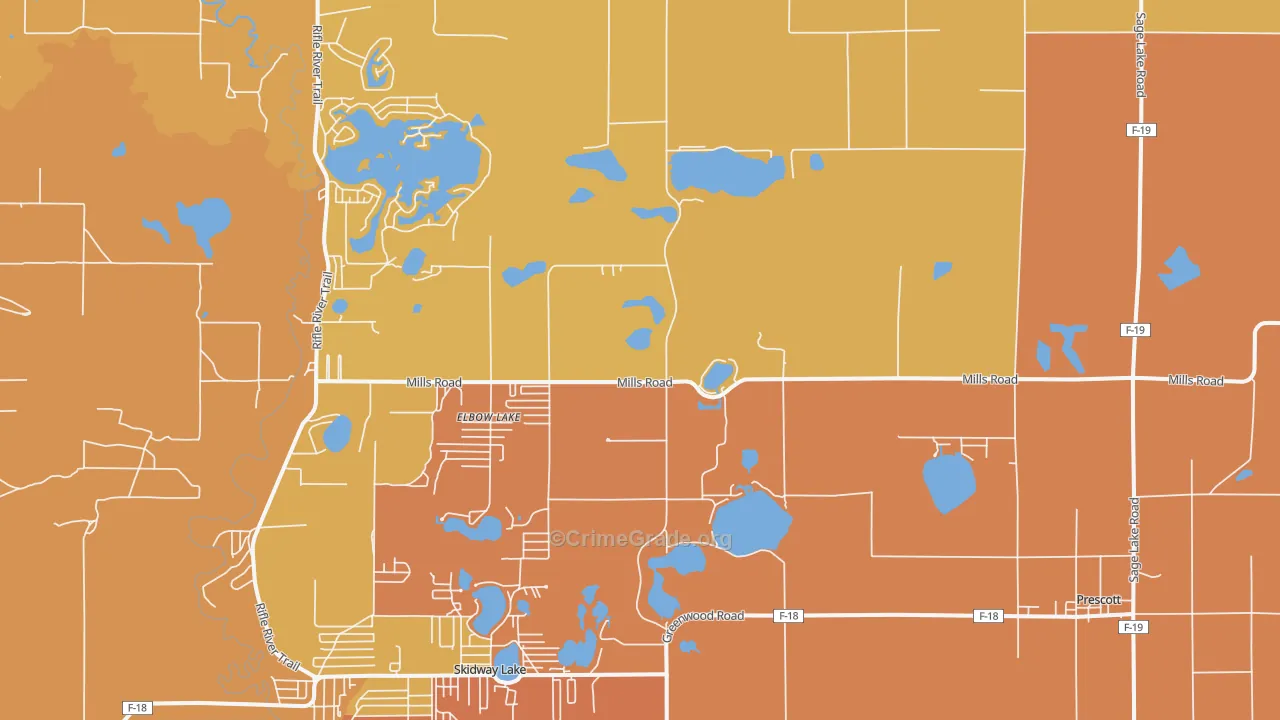 Prescott, MI Map of Assault Rates