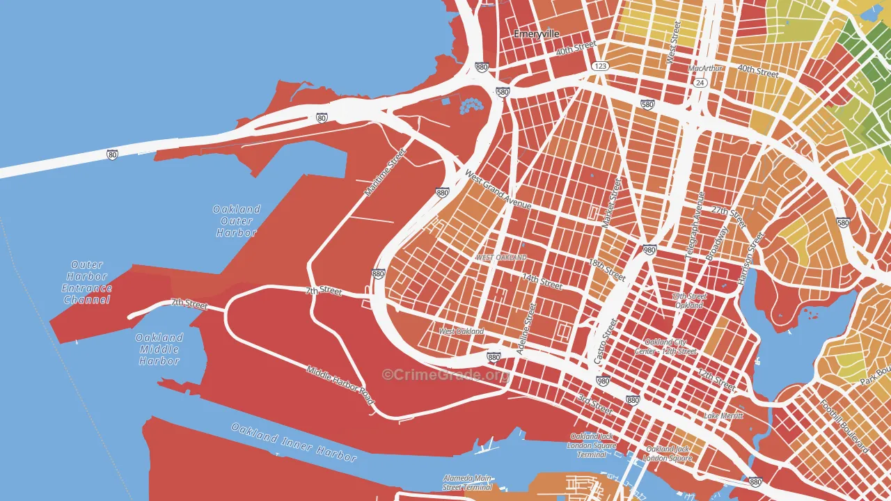 Prescott, Oakland, CA Map of Assault Rates