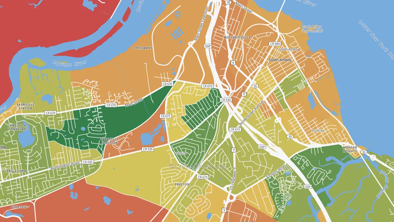 Presidents Park, Parlin, NJ Map of Assault Rates