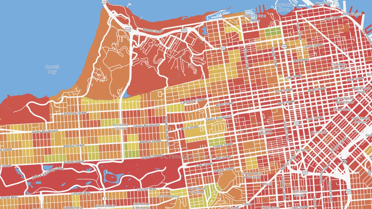 Presidio Heights, San Francisco, CA Map of Assault Rates