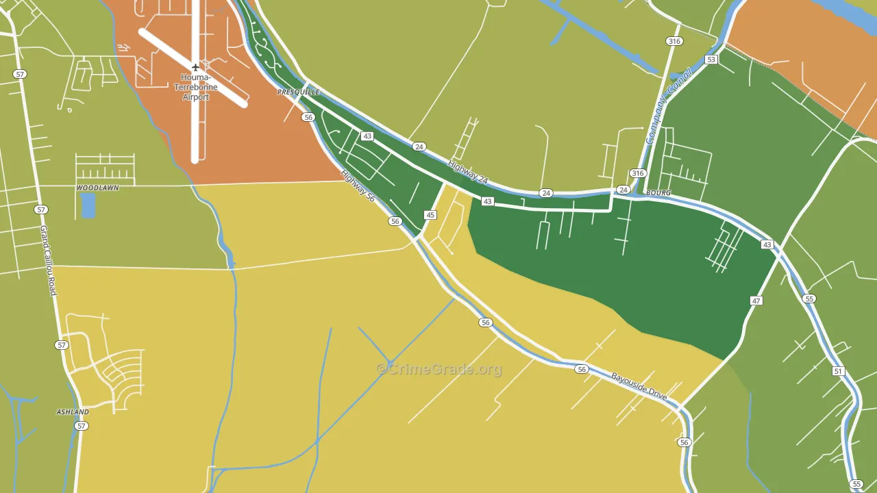 Presquille, LA Map of Assault Rates