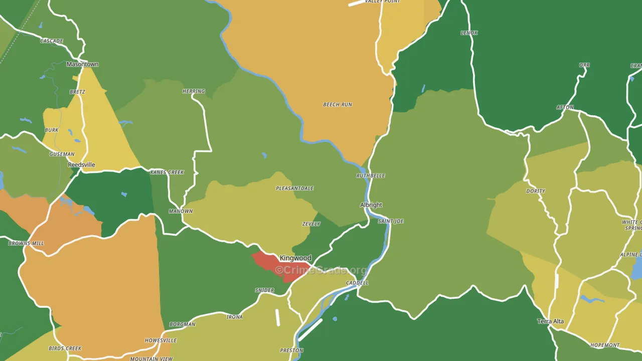 Preston County, WV Map of Assault Rates