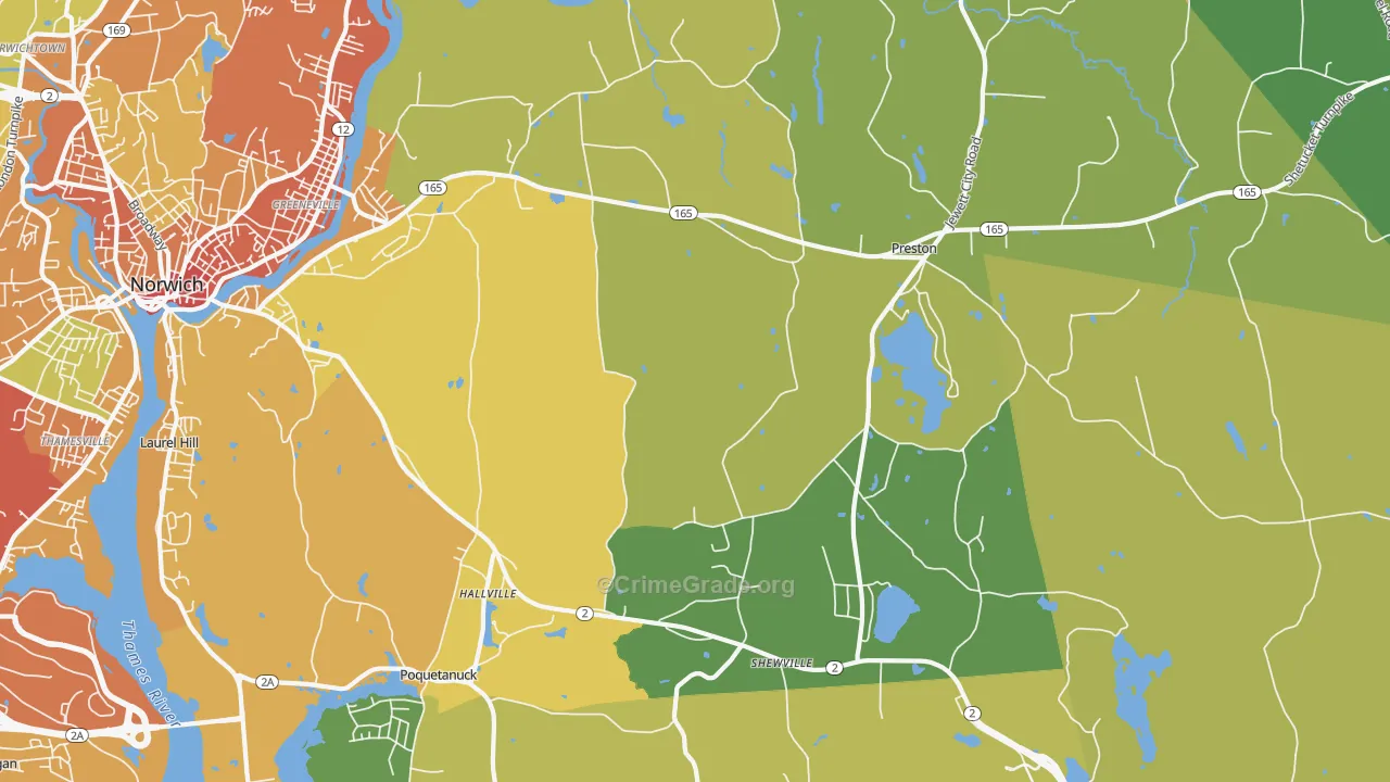 Preston, CT Map of Assault Rates