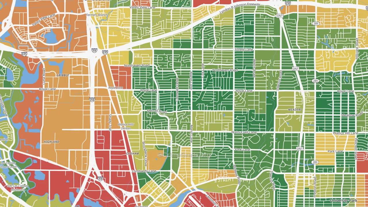 Preston Hollow, Dallas, TX Map of Assault Rates
