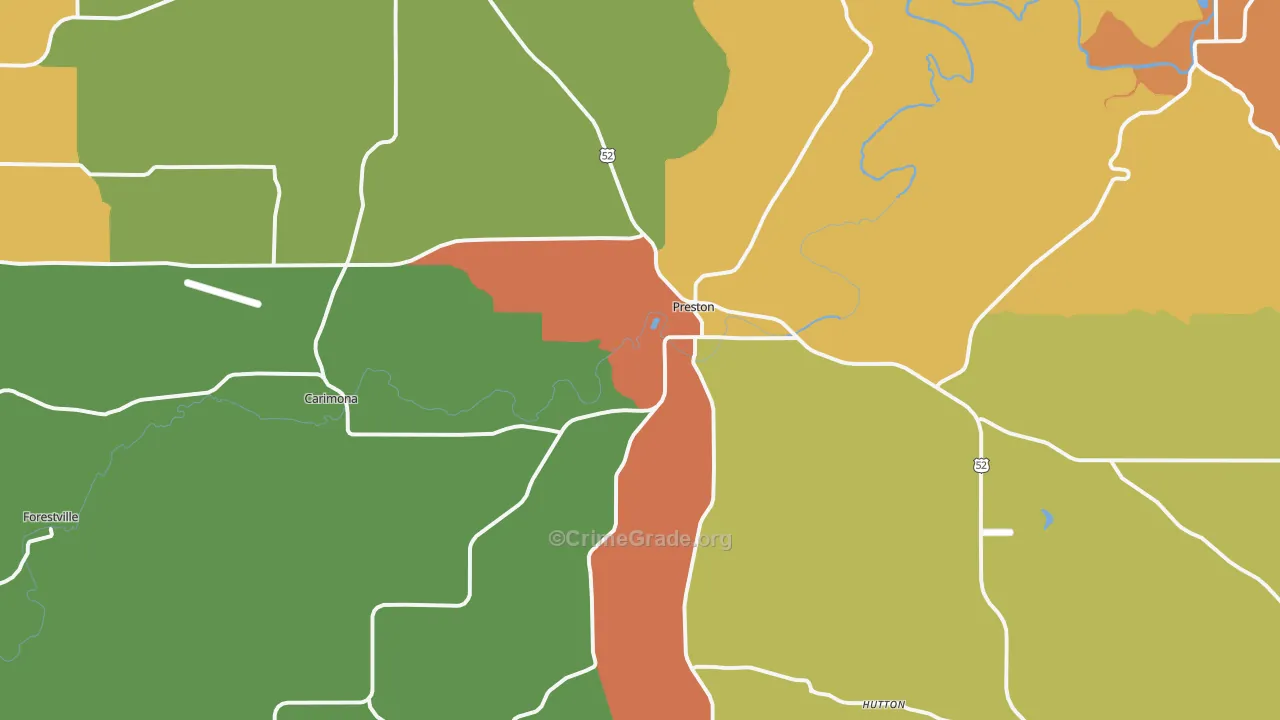 Preston, MN Map of Assault Rates