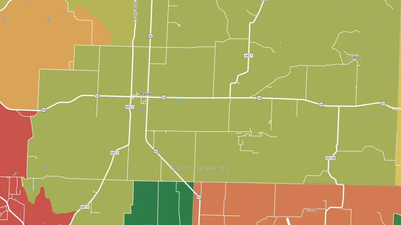 Preston, MO Map of Assault Rates