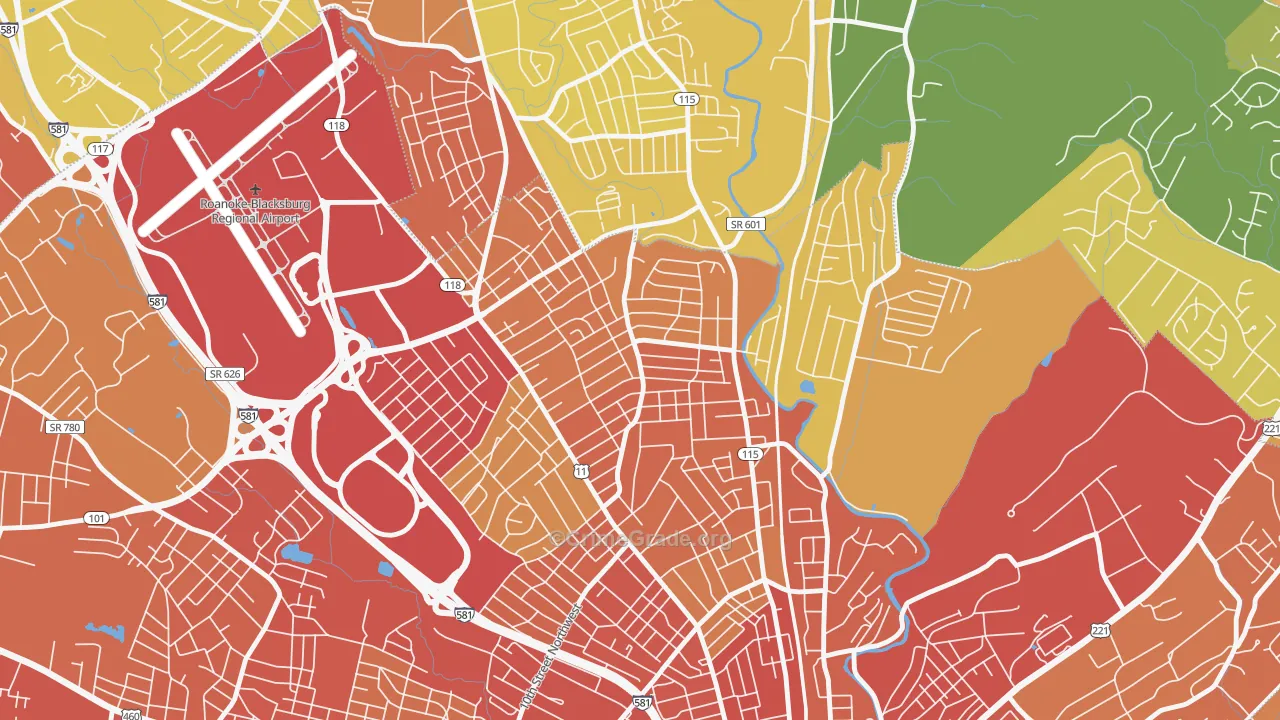 Preston Park, Roanoke, VA Map of Assault Rates