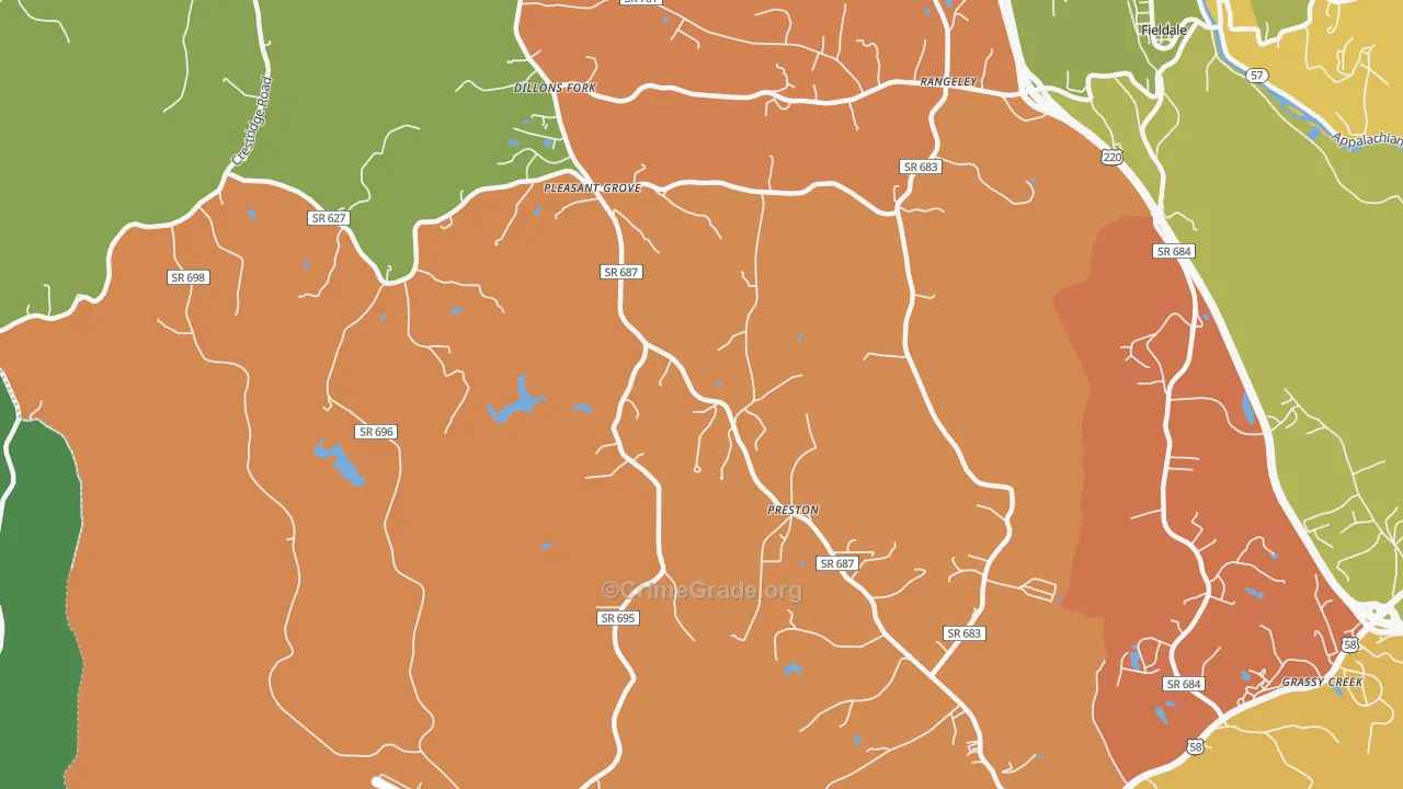 Preston, VA Map of Assault Rates
