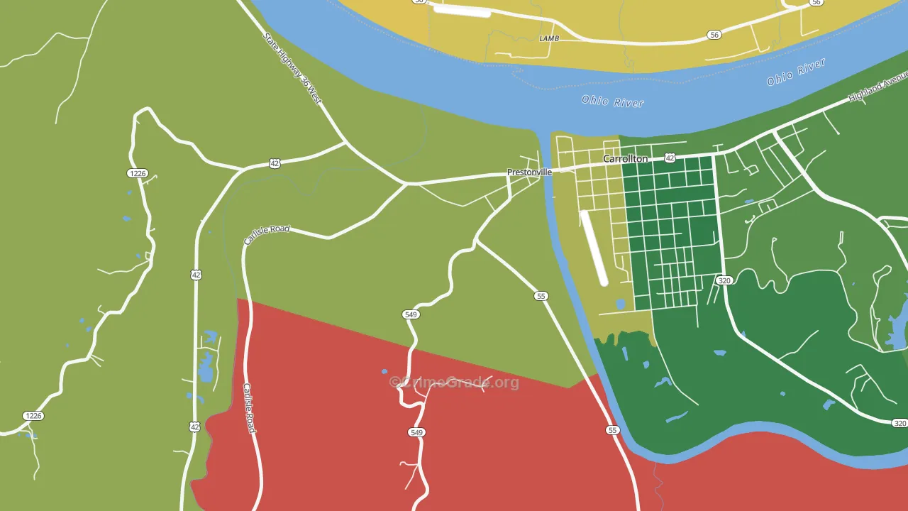 Prestonville, KY Map of Assault Rates