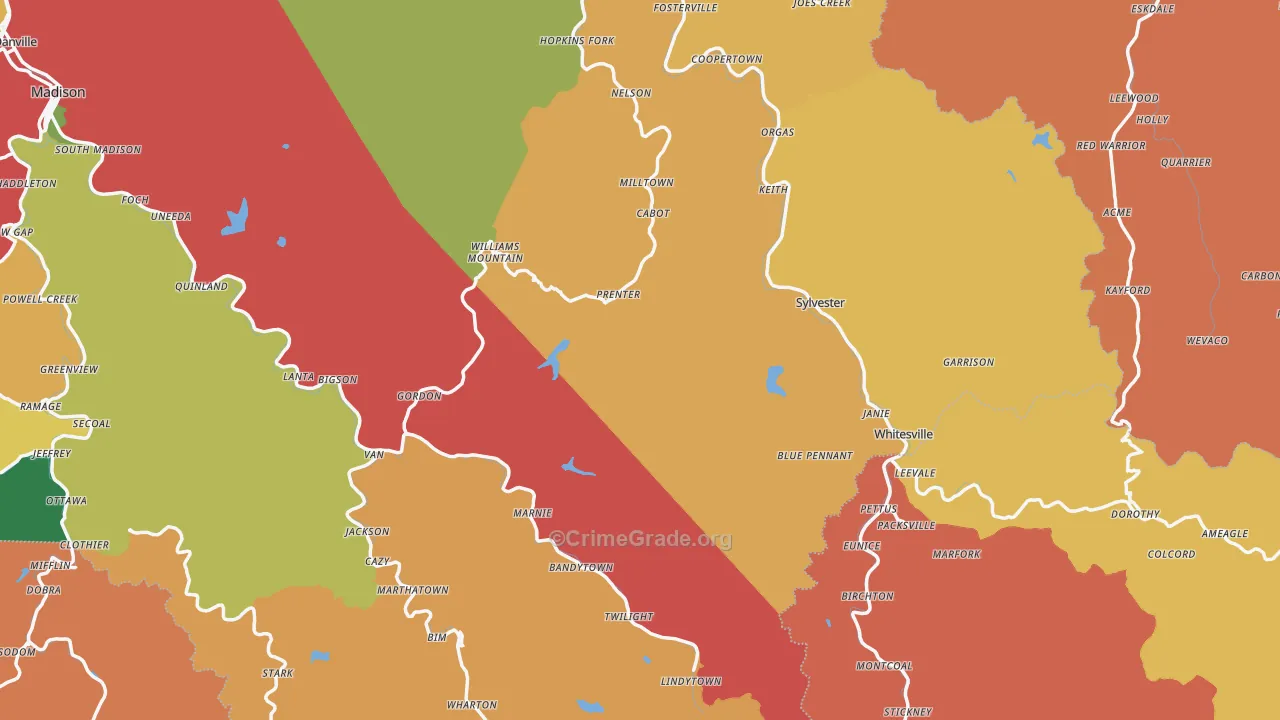 Price Hill, WV Map of Assault Rates