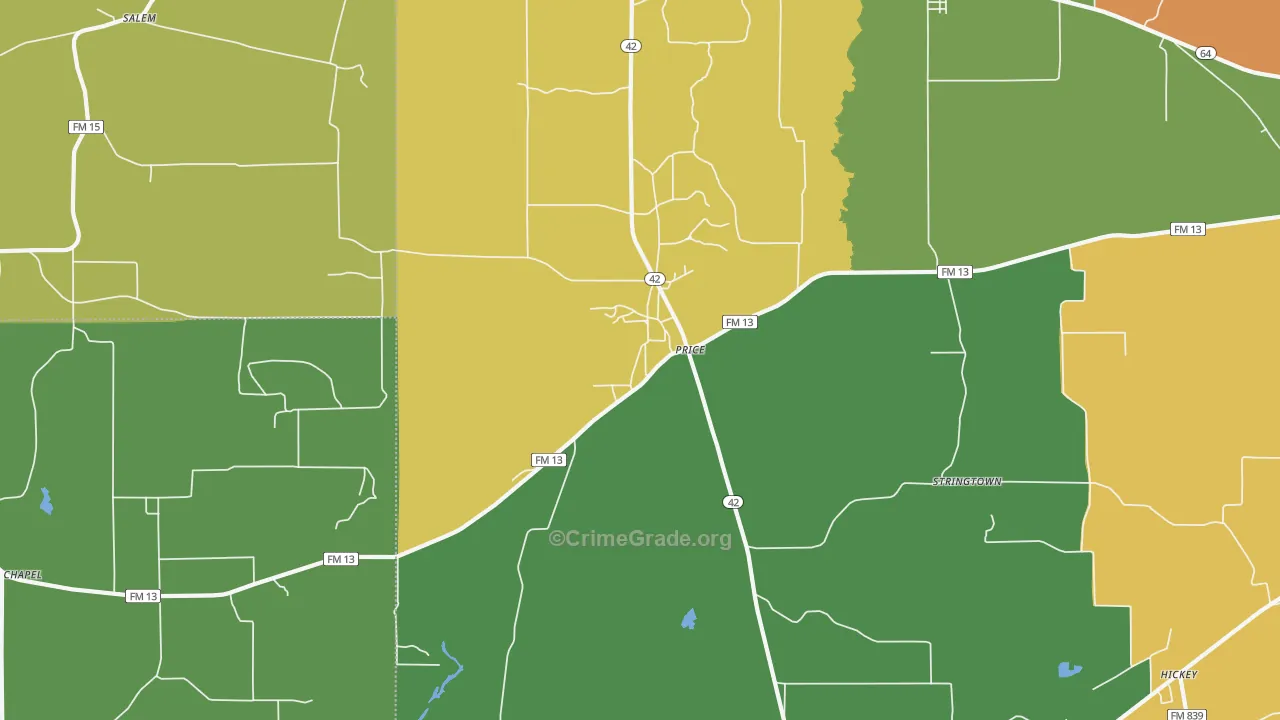 Price, TX Map of Assault Rates