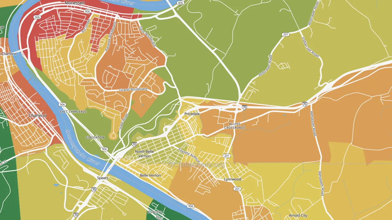 Pricedale, PA Map of Assault Rates