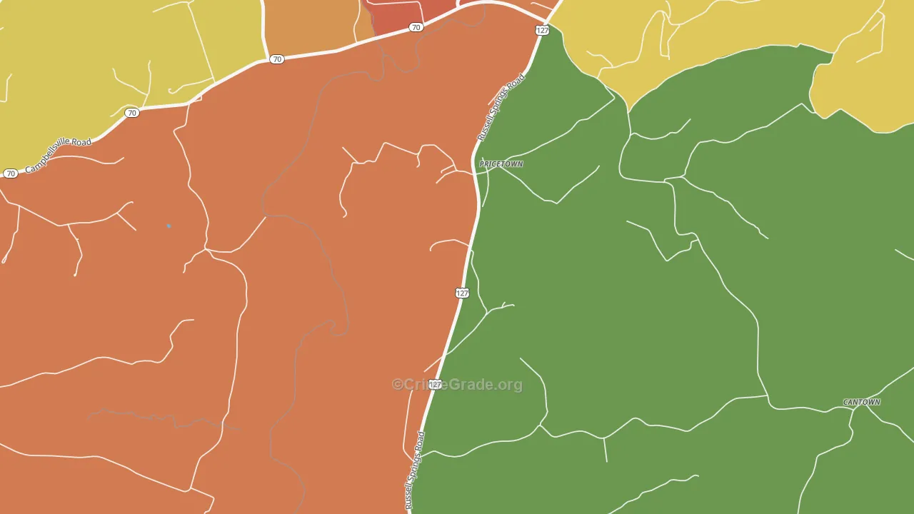 Pricetown, KY Map of Assault Rates