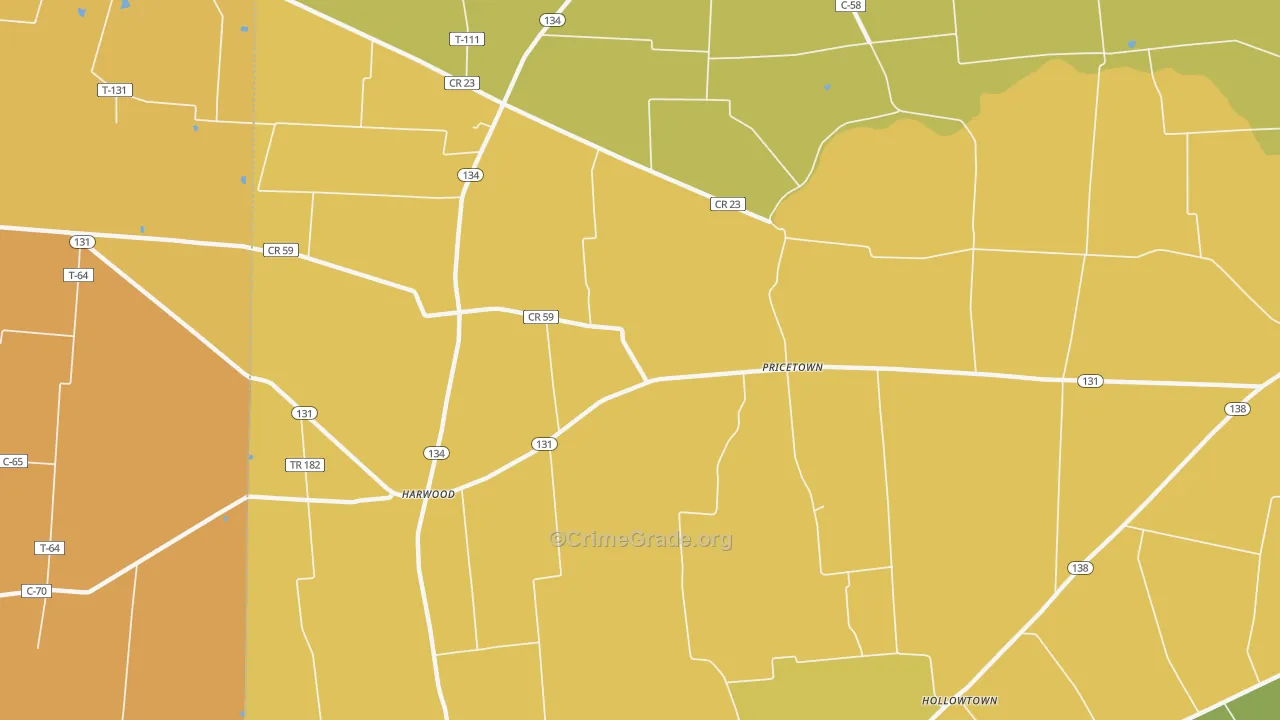 Pricetown, OH Map of Assault Rates