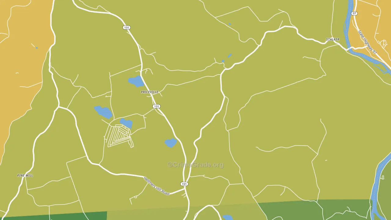 Priceville, PA Map of Assault Rates