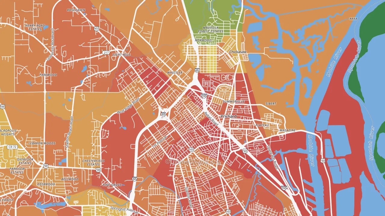 Prichard, AL Map of Assault Rates