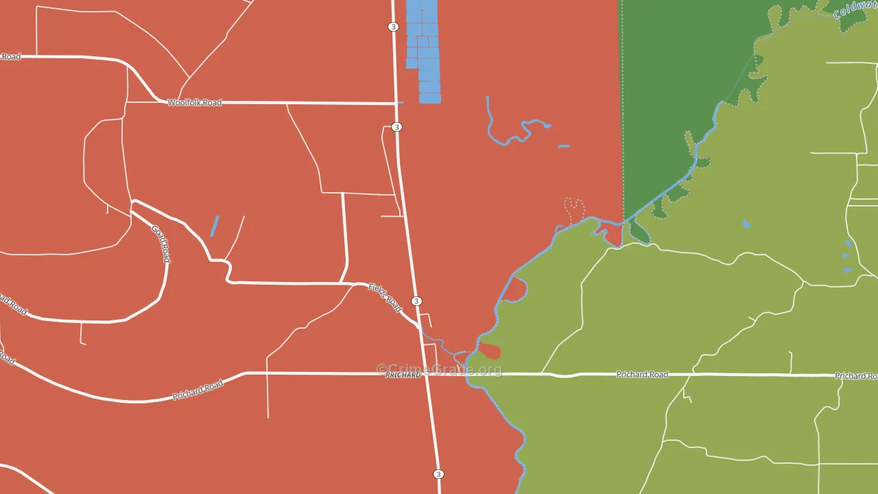 Prichard, MS Map of Assault Rates