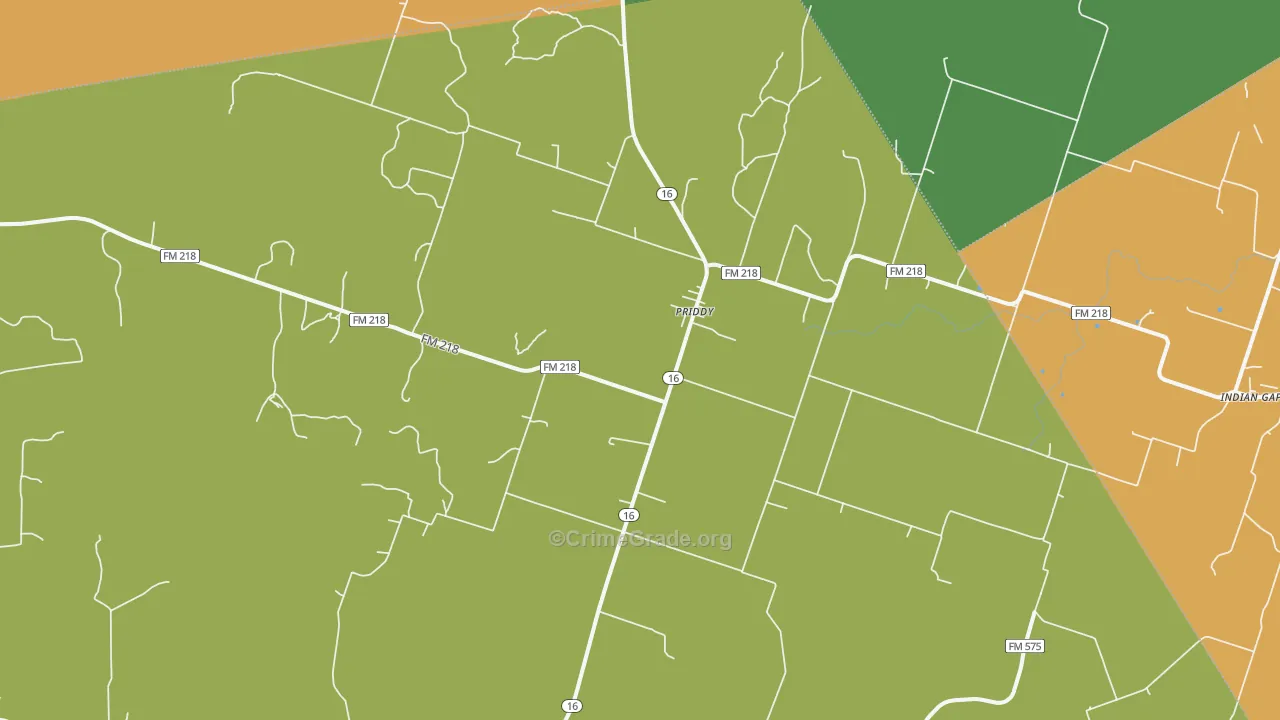 Priddy, TX Map of Assault Rates