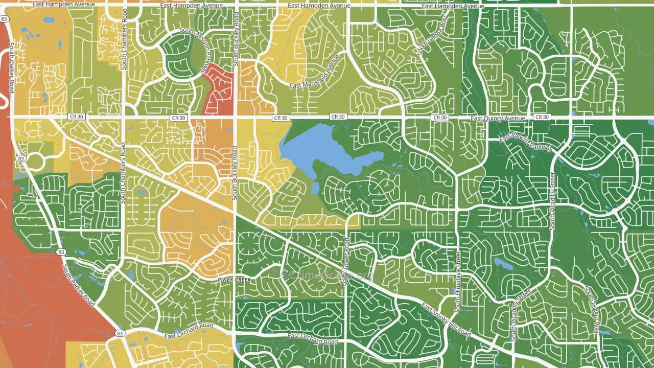 Prides Crossing, Aurora, CO Map of Assault Rates