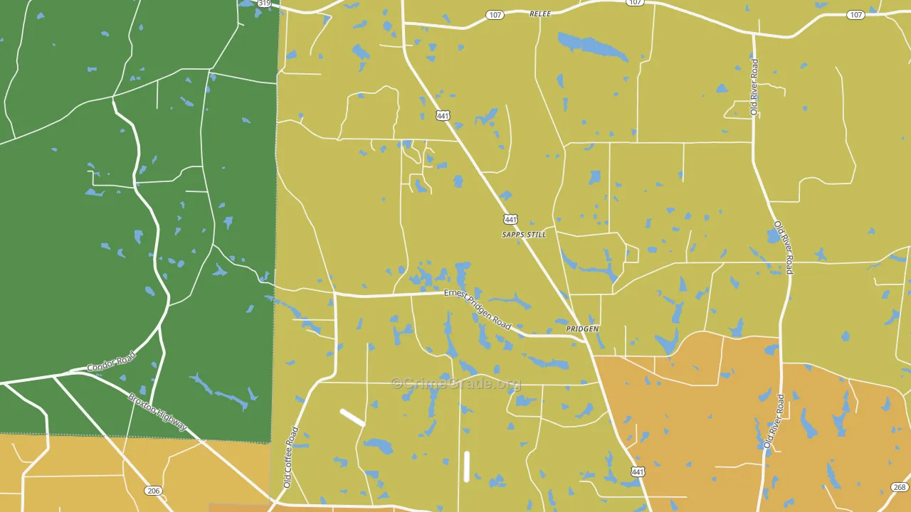 Pridgen, GA Map of Assault Rates
