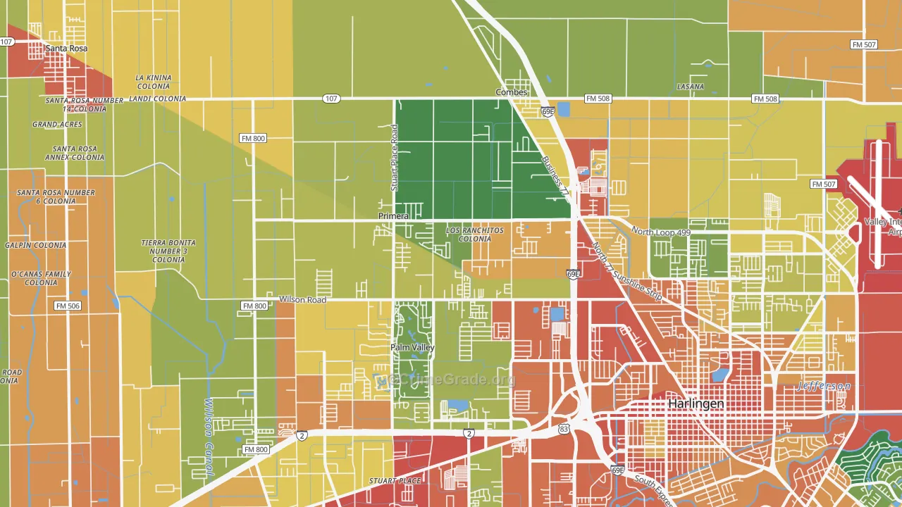 Primera, TX Map of Assault Rates