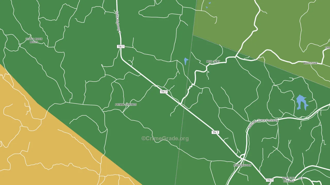 Primm Springs, TN Map of Assault Rates
