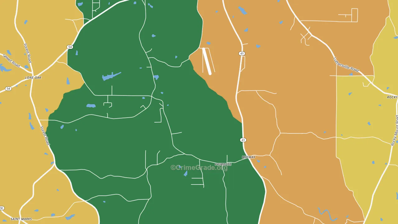 Primrose, GA Map of Assault Rates