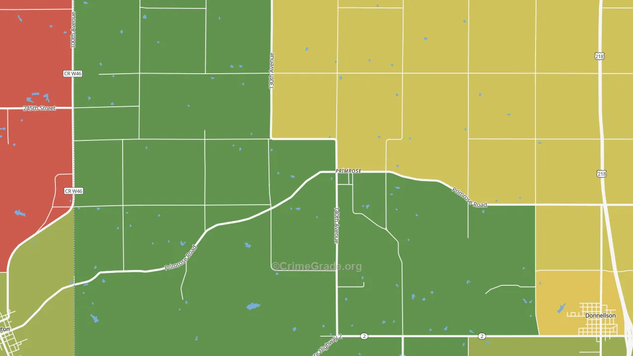 Primrose, IA Map of Assault Rates
