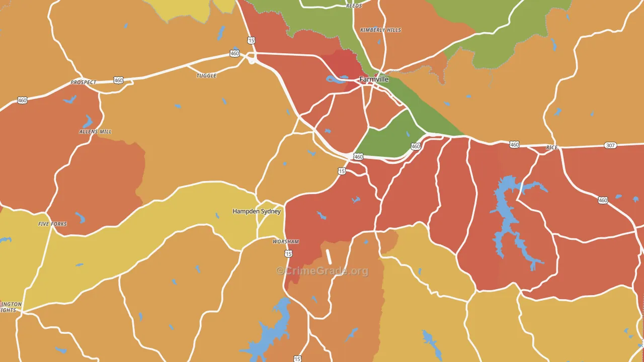 Prince Edward County, VA Map of Assault Rates