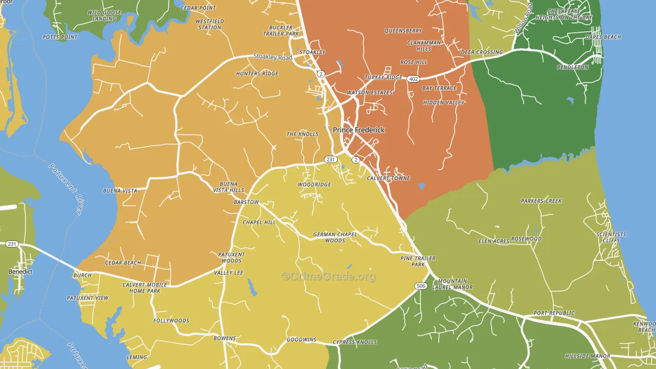 Prince Frederick, MD Map of Assault Rates