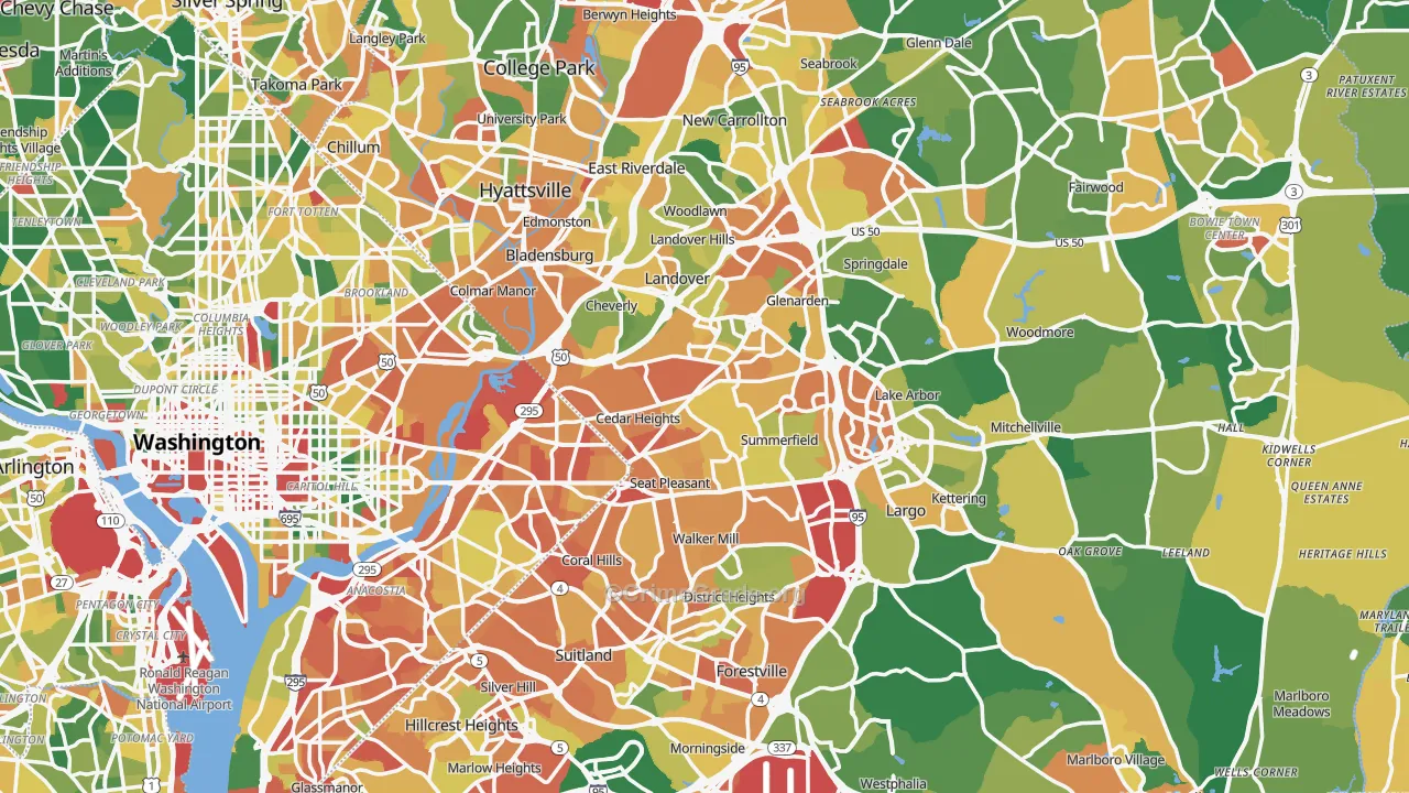 Prince George's County, MD Map of Assault Rates