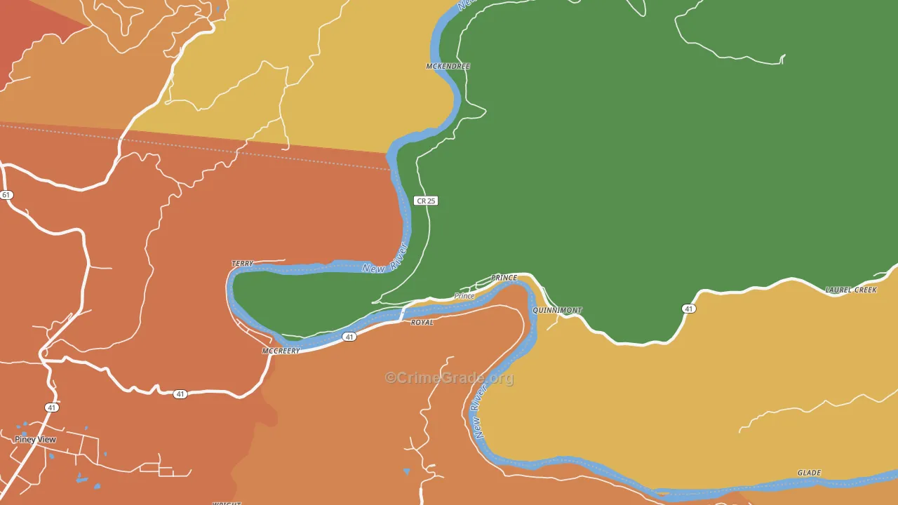 Prince, WV Map of Assault Rates