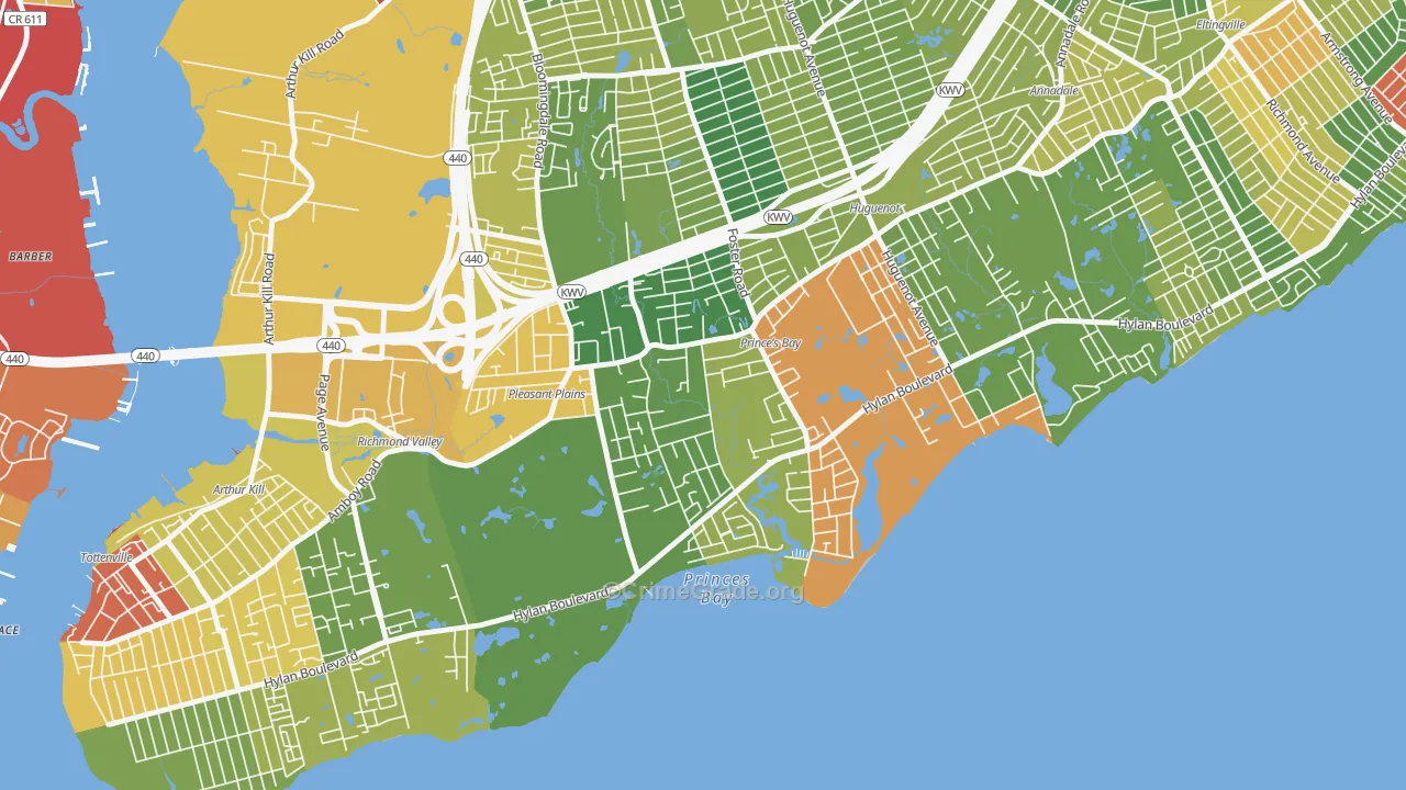 Prince's Bay, Staten Island, NY Map of Assault Rates