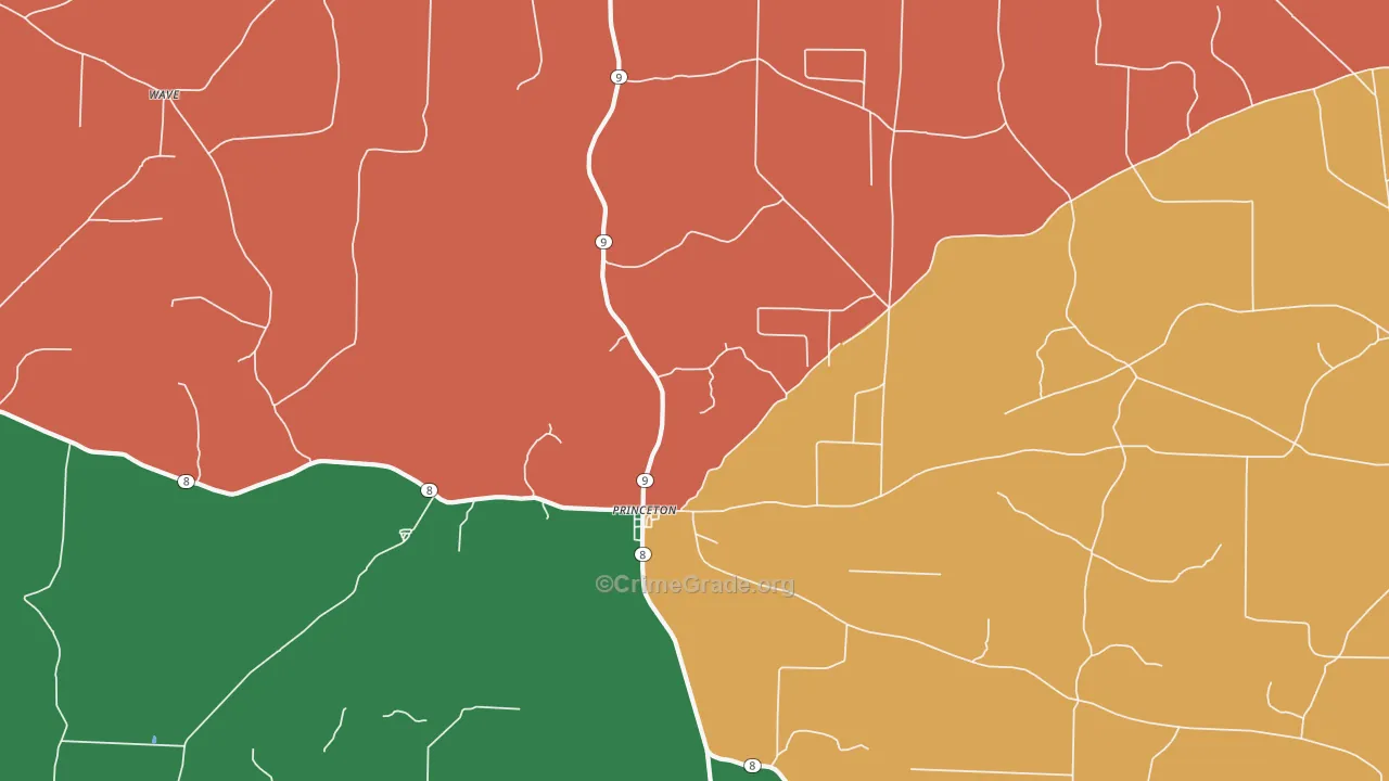 Princeton, AR Map of Assault Rates
