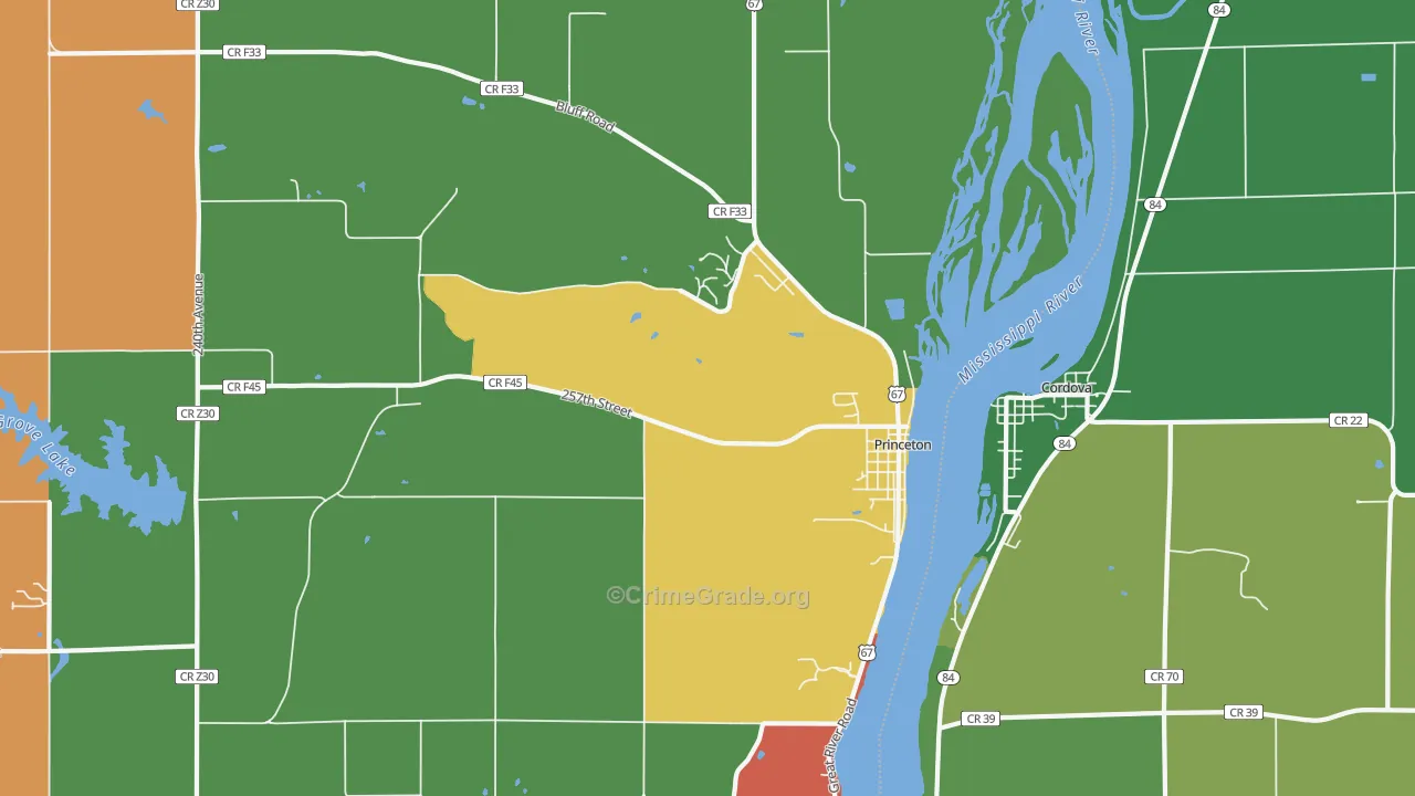Princeton, IA Map of Assault Rates