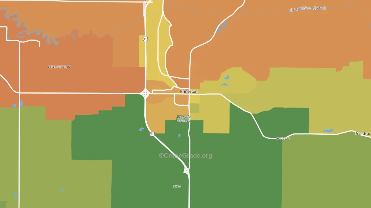Princeton, IN Map of Assault Rates