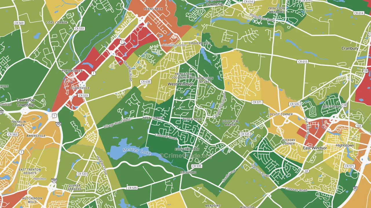 Princeton Junction, NJ Map of Assault Rates