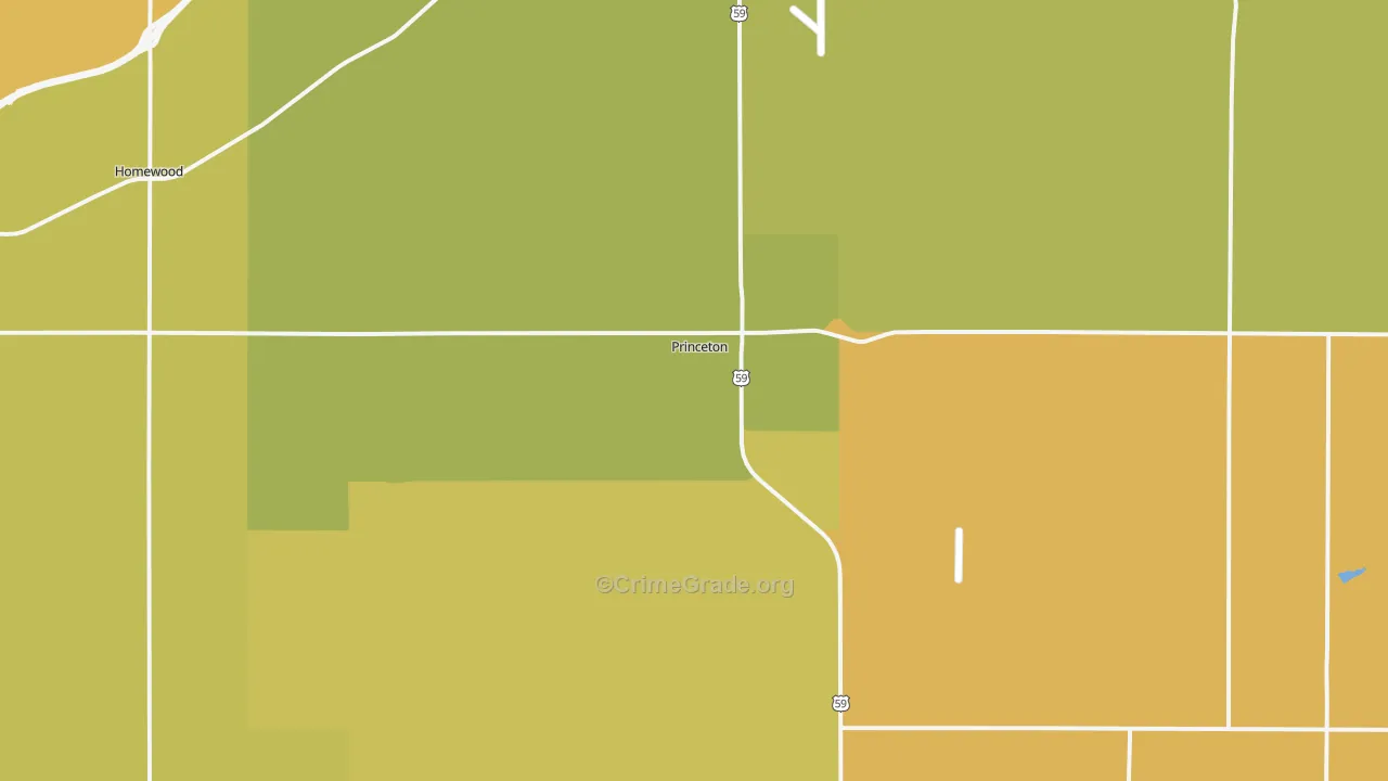 Princeton, KS Map of Assault Rates