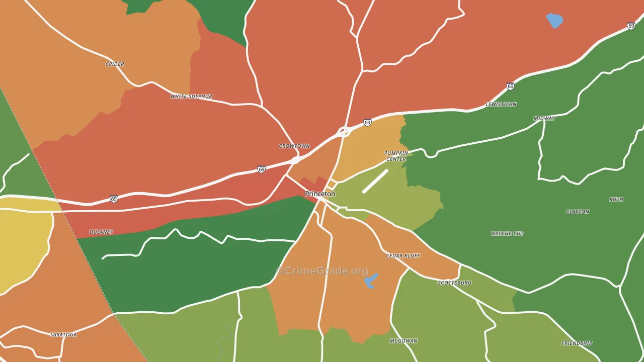Princeton, KY Map of Assault Rates