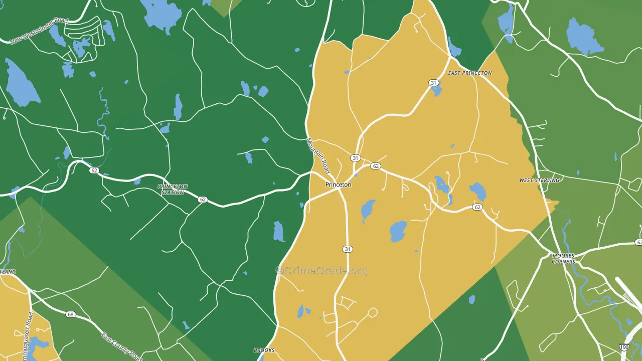 Princeton, MA Map of Assault Rates