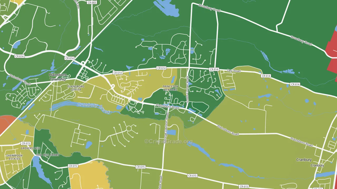 Princeton Meadows, NJ Map of Assault Rates