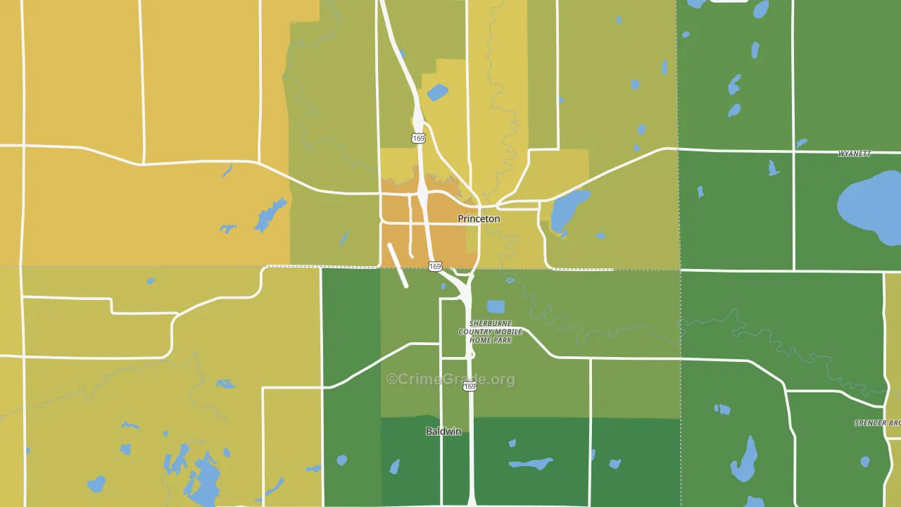 Princeton, MN Map of Assault Rates