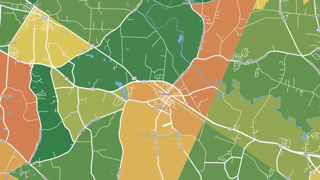 Princeton, NC Map of Assault Rates