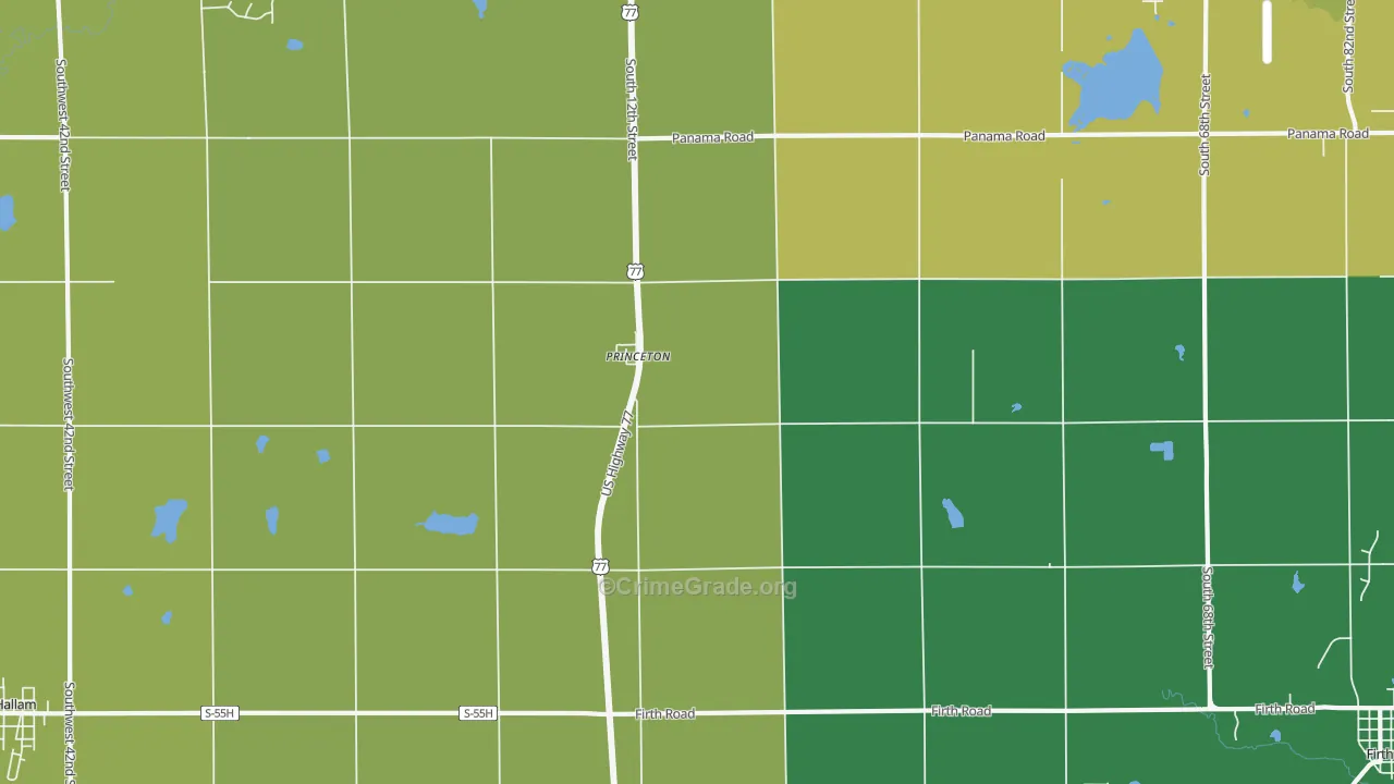 Princeton, NE Map of Assault Rates