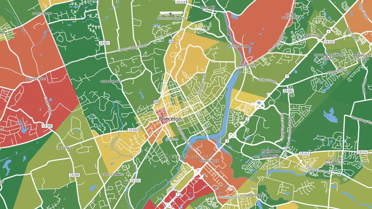 Princeton, NJ Map of Assault Rates