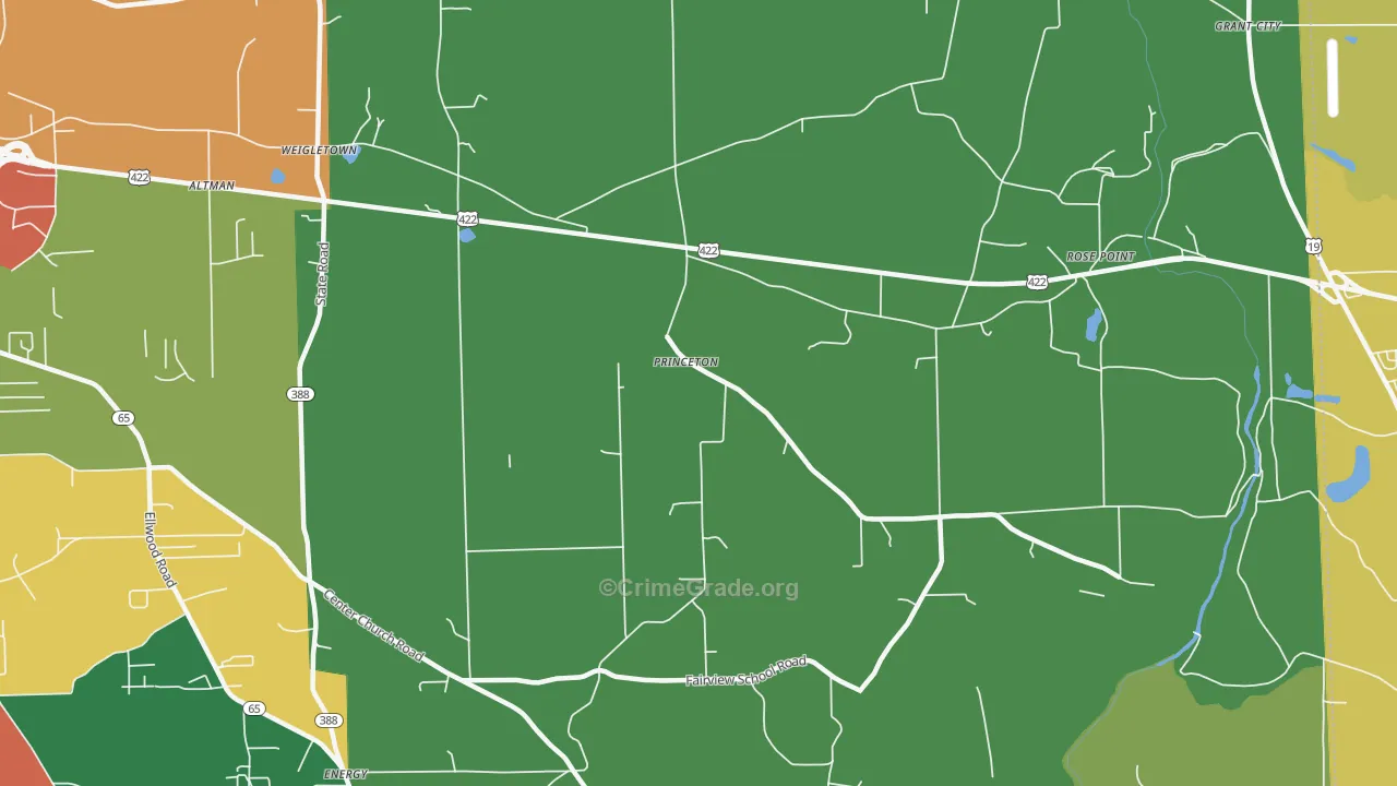 Princeton, PA Map of Assault Rates