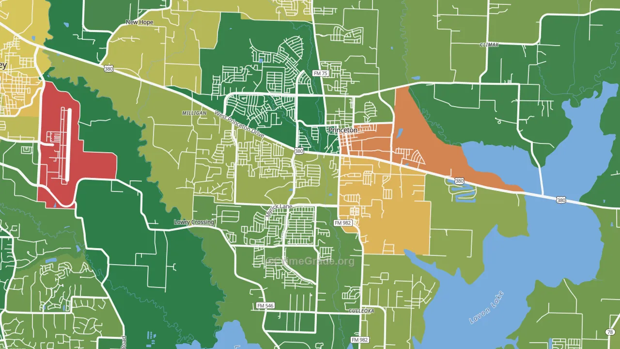 Princeton, TX Map of Assault Rates