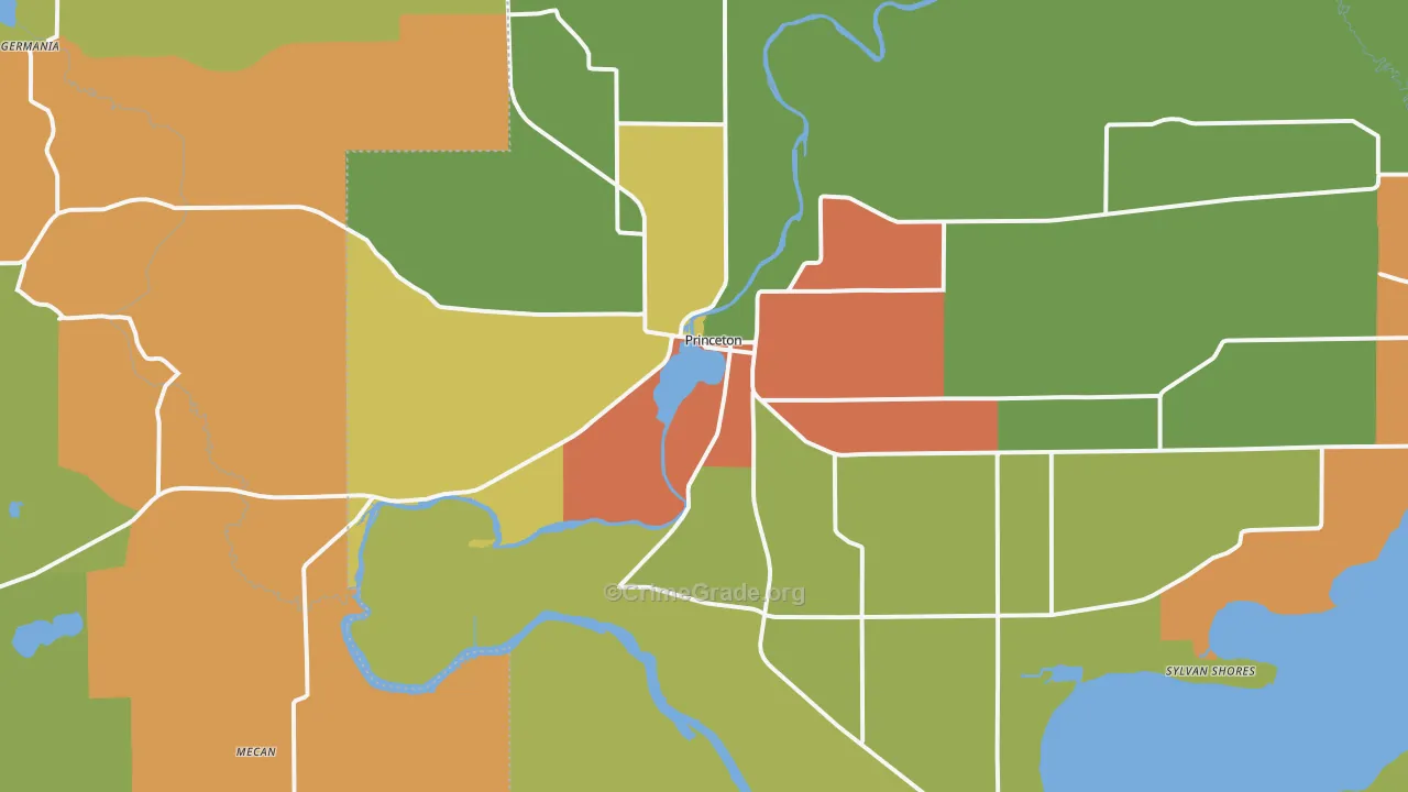 Princeton, WI Map of Assault Rates