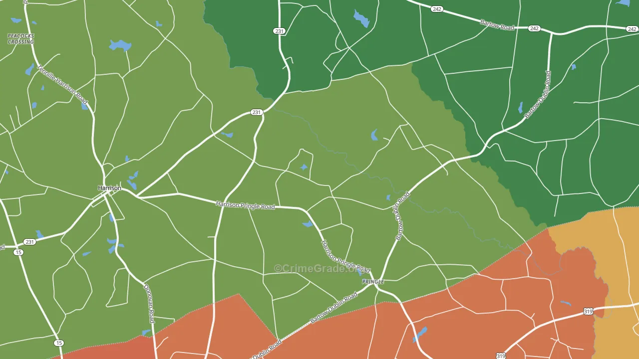 Pringle, GA Map of Assault Rates