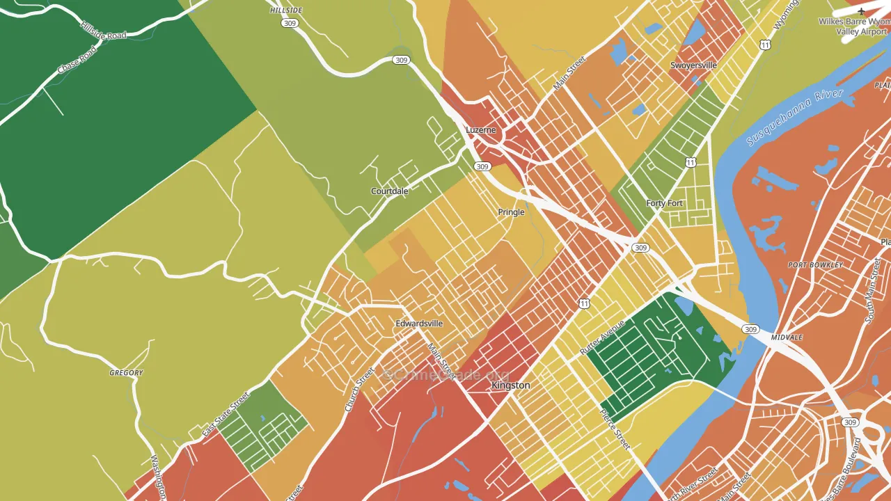 Pringle, PA Map of Assault Rates